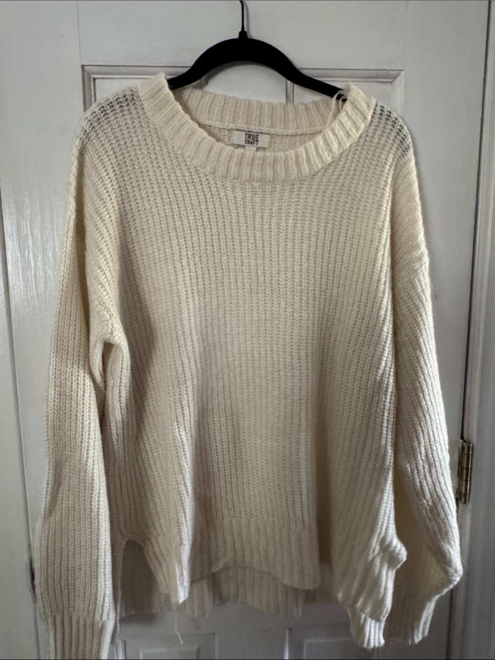 True Craft Soft Cream Ribbed Crewneck Pullover